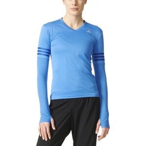 Adidas Youth blue Climalite response long sleeve V-neck athletic shirt Girls